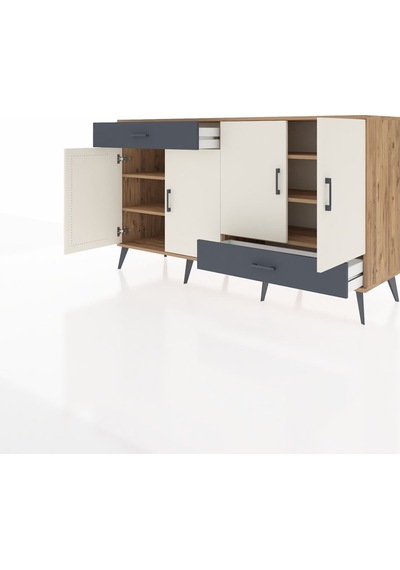 Hyperion Konsol 5 Raflı 2 Çekmeceli 4 Kapaklı 176x44x99 Çam-aytaş Çam-aytaşı/antrasit Hyperion Konsol 5 Raflı 2 Çekmeceli 4 Kapaklı 176x44x99 Çam-aytaş Çam-aytaşı/antrasit