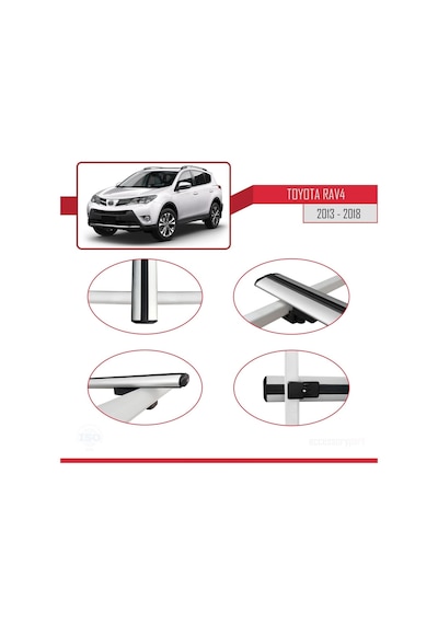 Toyota Rav4 2013-2018 Arası İle Uyumlu Basic Model Ara Atkı Tavan Barı Gri 3 Adet