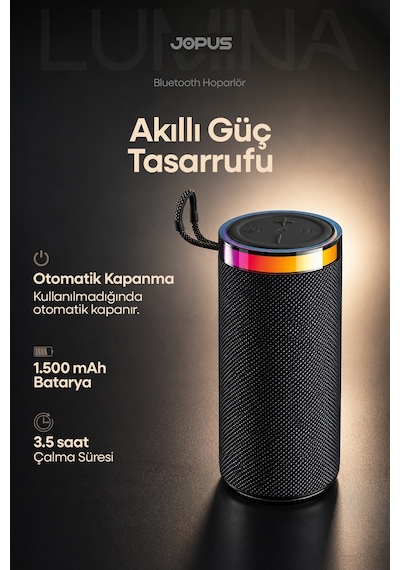Yüksek Sesli Işıklı Taşınabilir TWS Bluetooth Hoparlör Şarjlı Kablosuz Speaker USB SD Destekli