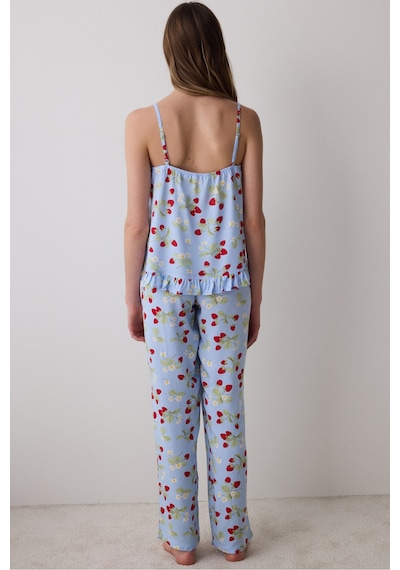 Penti Strawberries Chally Açık Mavi Atlet Pijama Üstü