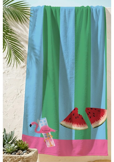 Karpuz Flamingo Çizgili Çocuk Plaj Havlusu-tropikal Modern Pembe Mavi Hızlı Kuruyan Mikrofiber Havlu Yağmur Zeytin Karpuz Flamingo Çizgili Çocuk Plaj Havlusu-tropikal Modern Pembe Mavi Hızlı Kuruyan Mikrofiber Havlu Yağmur Zeytin