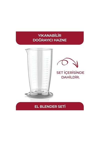 Sinbo Shb-3102 El Blenderi Çubuk Blender, Paslanmaz Çelik Uç, Ölçü Kabı Dahil, Çorba Sos Püre Smoothie Hazırlama, Ergonomik Tutuş, Beyaz