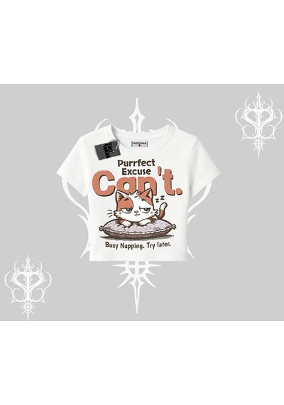 Startmore Startmore Kedi Baskılı Cant Busy Napping Y2k Babby Tee Tshirt Beyaz Startmore Startmore Kedi Baskılı Cant Busy Napping Y2k Babby Tee Tshirt Beyaz