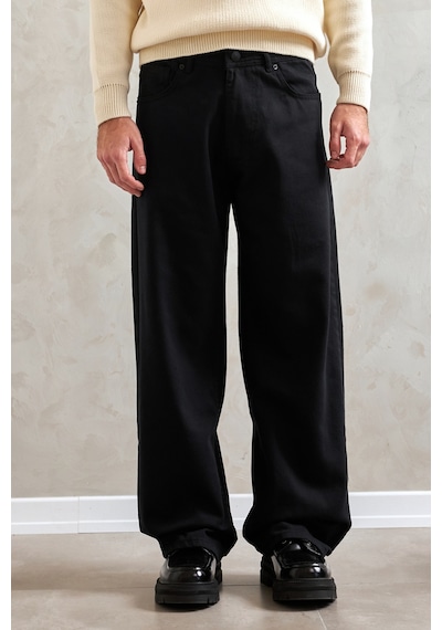 Erkek Ekstra Baggy Jean Pantolon Siyah