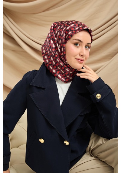 Silk Home Twill İpek Eşarp 11481-41 Siyah, Vişne, Kırmızı, Gri
