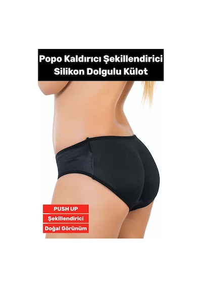 Wintoup Özel Üretim Kaymaz İç Göstermez Push Up Popo Kaldırıcı Şekillendirici Dolgulu Korse Siyah