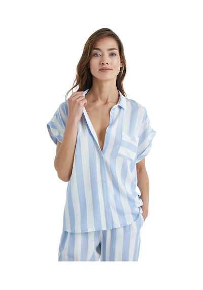 Blackspade Kadın Önden Düğmeli Kısa Kol Mavi Çizgili Pijama Takımı C2t5n3o15- 001