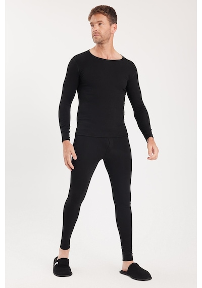 Tudors Erkek Slim Fit Dar Kesim Bisiklet Yaka Siyah Termal Alt Üst Takım-41730 SiYAH