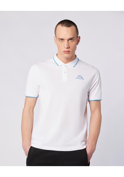 Kappa Flu Tur Erkek Beyaz-mavi Regular Polo Yaka Tişört