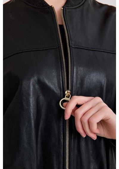 Oversize Bayan Deri Ceket Vb-5 Bk-2785 - 24038 Siyah