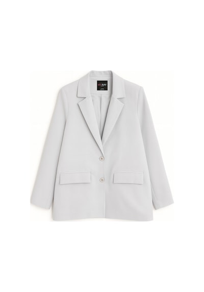 Mixray 4786 Kadın Oversize Kruvaze Blazer Ceket Gri Gri