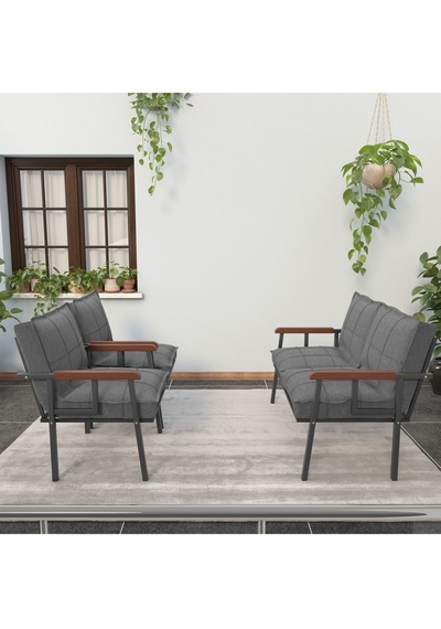 Modern Balkon, Bahçe, Cafe, Metal Kanepe Koltuk Takımı , Bahçe Mobilyası, 211 - Koyu Gri Koyu Gri Modern Balkon, Bahçe, Cafe, Metal Kanepe Koltuk Takımı , Bahçe Mobilyası, 211 - Koyu Gri Koyu Gri