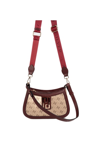 Silver Polo Sp1132 Kadın Çapraz Çanta Monogram Koyu Bej-bordo