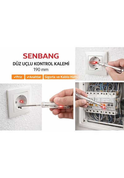 Senbang Düz Uçlu Kontrol Kalemi 190 Mm Elektrik Test Kalemi 24 Lü Set