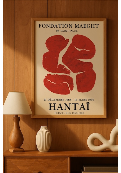 Hantai Peintures Doğal Ahşap Çerçeveli Poster, Dekoratif Sanatsal Duvar Tablosu