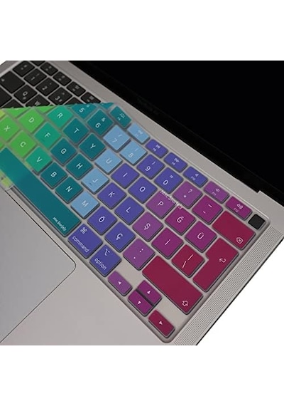 Türkçe Q Klavye Koruyucu Macbook Air 13 A2179 A2337 M1 Uyumlu Uk Iso Ters L Enter Ultra İnce Silikon Keyboard Cover Pembe Yeşil