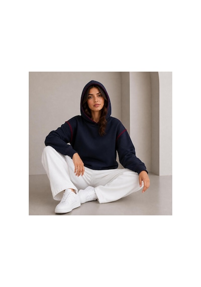 Herkesemoda Yaka Ve Kol Nakış Detaylı Kapüşonlu 2 İplik Şardonlu Sweatshirt Lacivert-bordo Herkesemoda Yaka Ve Kol Nakış Detaylı Kapüşonlu 2 İplik Şardonlu Sweatshirt Lacivert-bordo