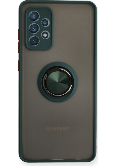 Samsung Galaxy Uyumlu , A72 Kılıf Montreal Yüzüklü Silikon Kapak - Yeşil