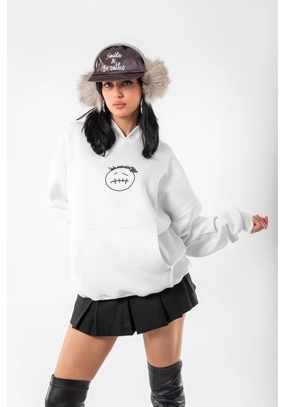 Startmore Cactus Jack Sırt Baskılı Oversize Unisex Beyaz Beyaz