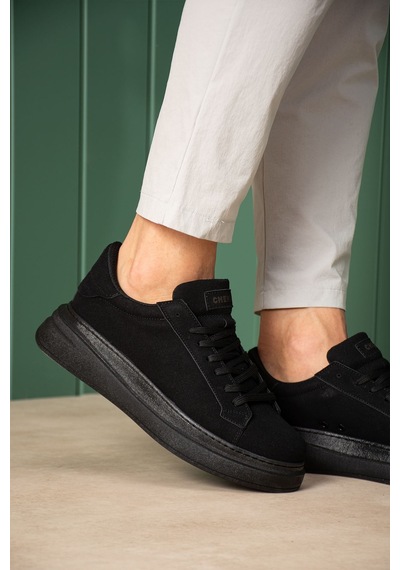 Bağcıklı Erkek Sneaker Siyah Süet Siyah Taban