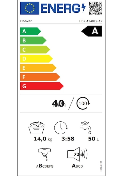 Hoover HBR 414BL9-17 A Enerji Sınıfı 14 KG 1400 Devir Wi-fi Bağlantılı Çamaşır Makinesi