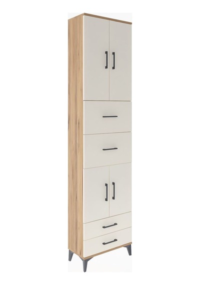 Arges Dolap 5 Raflı 4 Çekmeceli 4 Kapaklı 60x30x243 Çam-aytaşı Atlas Çam