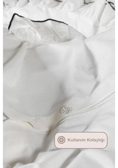 Elart Tılsım Nevresim Seti Pamuklu Fırfırlı 200x220 Cm Krem Krem