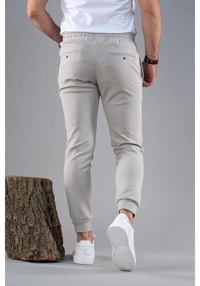 Slimfit Dar Paça Beli Lastikli İplikli Likralı Jogger Pantolon 001