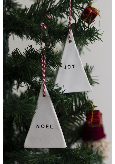 Yılbaşı El Yapımı Seramik 3 Lü Çam Ağacı Süsü Noel Joy Wish Beyaz - 304352844