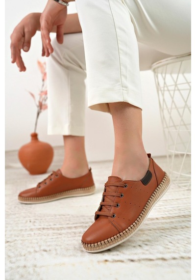 Nesil Shoes Syg P38 Taba Hakiki Deri Kadın Ayakkabı-taba Taba