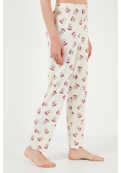 Lela Regular Fit Gömlek Yaka Kısa Kollu Bayan Pijama Takımı 65740102 Bej-Pembe