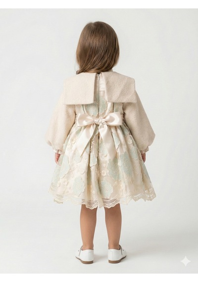 Xo Kids Kız Çocuk Elbise 2-6 Yaş 2613 Bej - Yeşil Xo Kids Kız Çocuk Elbise 2-6 Yaş 2613 Bej - Yeşil