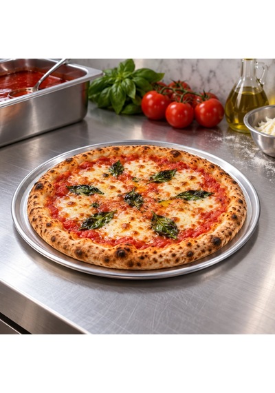 Fida Pizza Tavası Düz Profesyonel 22 Cm Gümüş