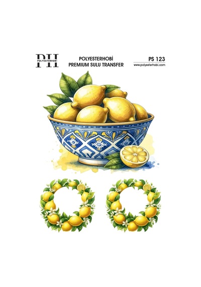 Polyesterhobi Premium Sulu Transfer 25x35 Cm Limon Desenli Ps 123