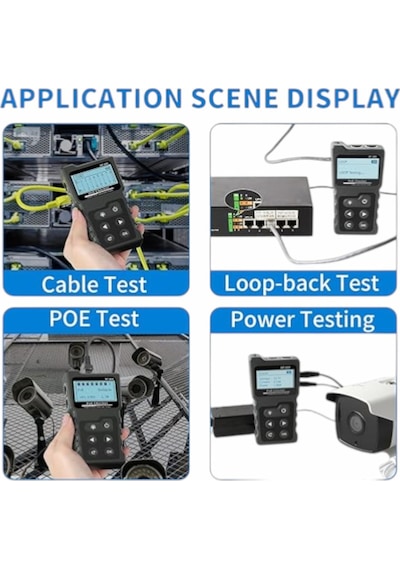 Tograt Nf-488 Dijital Poe Test Cihazı Rj45 Ağ Kablosu Süreklilik Ve Poe Voltaj Akım Güç Ölçer