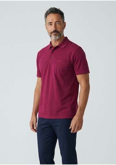 Erkek Yakalı Cepli Pike Lacoste Kumaş Bordo Baba Tshirt