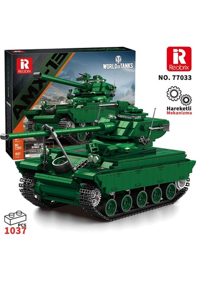 Reobrix 77033 World Of Tanks Fransız Hafif Tankı Amx-13 Yaratıcı Yapı Blok Seti Building Blocks - 1037 Parça