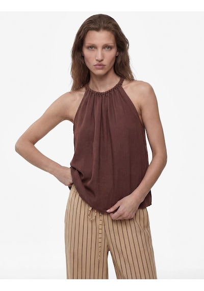 Koton Viskon Rayon Kumaş Kolsuz Büzgülü Halter Yaka Bluz Kahverengi 6sak60292pw Kahve Koton Viskon Rayon Kumaş Kolsuz Büzgülü Halter Yaka Bluz Kahverengi 6sak60292pw Kahve