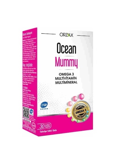 Ocean Mummy Balık Yağı, Multivitamin, Mineral İçeren Takviye Edici Gıda 30 Kapsül