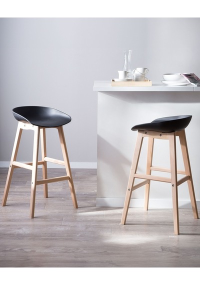 Beliani Belıanı Mıcco 2 Li Bar Sandalyesi Seti, Iskandinav Tarzı, 72 Cm Oturma Yüksekliği, Minimalist Tasarım Siyah