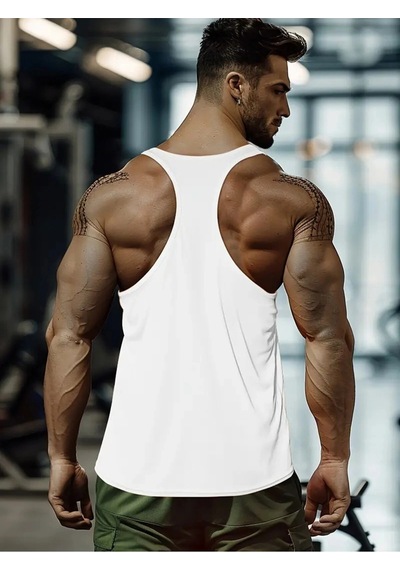 Startmore Gym Tank Top Fitness Sporcu Atleti Essentılas 303 Beyaz