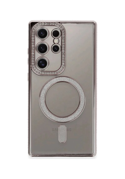 Samsung Uyumlu Galaxy S24 Ultra Kılıf Joke Simli Magneticsafe Kılıf - Pembe Standart