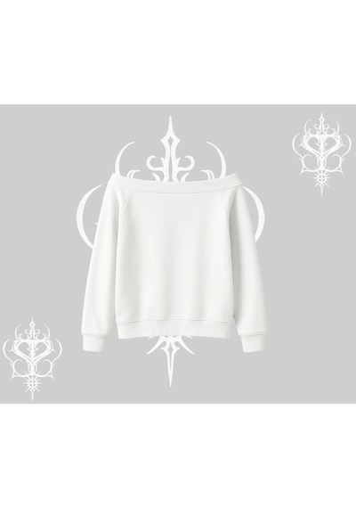 Beyaz Kayık Yaka Sweatshirt Why Are U Scared Beyaz