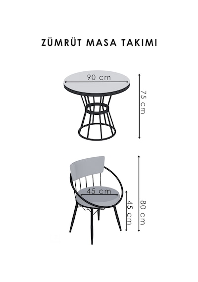 Zümrüt Mutfak Masası Yuvarlak Masa 4 Kişilik Masa Siyah