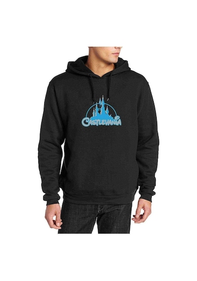 Castlevania Pixel Logo Baskılı Siyah Erkek Örme Kapşonlu Sweat