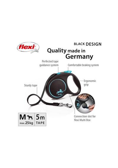 Flexi Black Design M Beden Mavi 5mt Şerit Tasma Genel