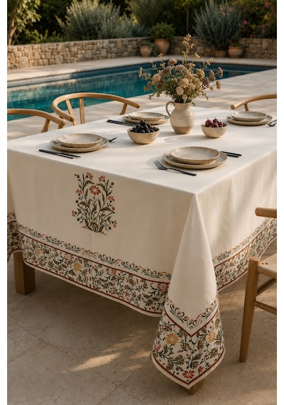 Tarzını Seç Gizli Bahçe Desenli Leke Tutmaz Masa Örtüsü 155 X 180 Cm Çok Renkli