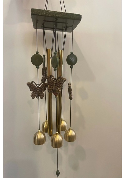 Deprem Zili Çanı Duvar Rüzgar Çanı Zili Feng Shui Ejderha Yılı Metal Borulu Kelebek Objeli