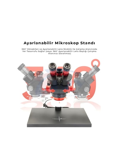Myscope My-7s Trinoküler Stereo Mikroskop 6.5x-58x Sürekli Zoom 360 Ayarlanabilir Elektronik Tamir Mikroskobu