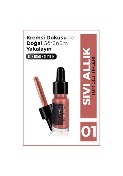 Pembe Renkli Kremsi Dokuya Sahip Sedefli Sıvı Allık 00